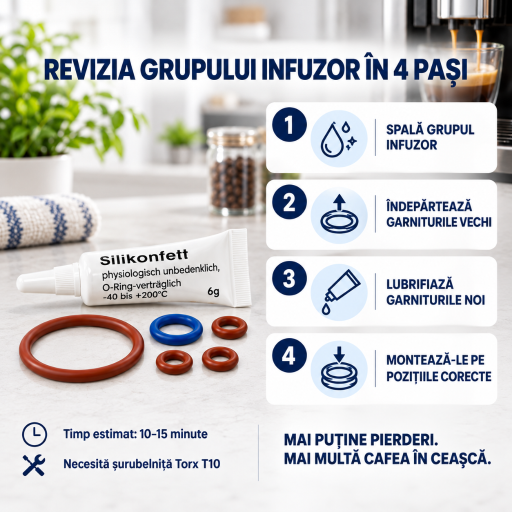 Kit Garnituri O-ring + Vaselina Siliconica pentru Espressoare Philips, Saeco si Gaggia