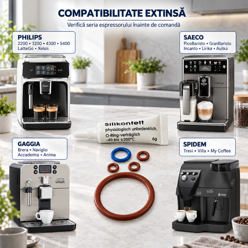 Kit Garnituri O-ring + Vaselina Siliconica pentru Espressoare Philips, Saeco si Gaggia