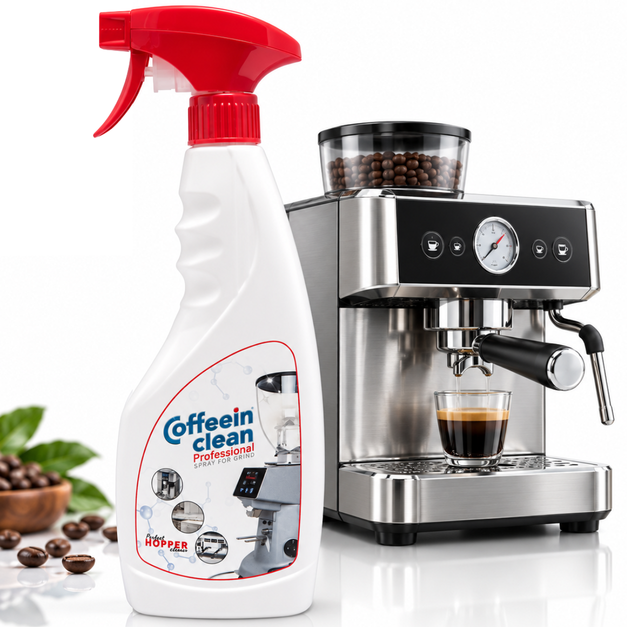 Spray Curățare Uleiuri de Cafea CafeaKit, Soluție Degresantă pentru Portafiltru, Grup și Accesorii Espressor, Formulă Activă Spumantă, Îndepărtează Reziduurile și Gustul Rânced