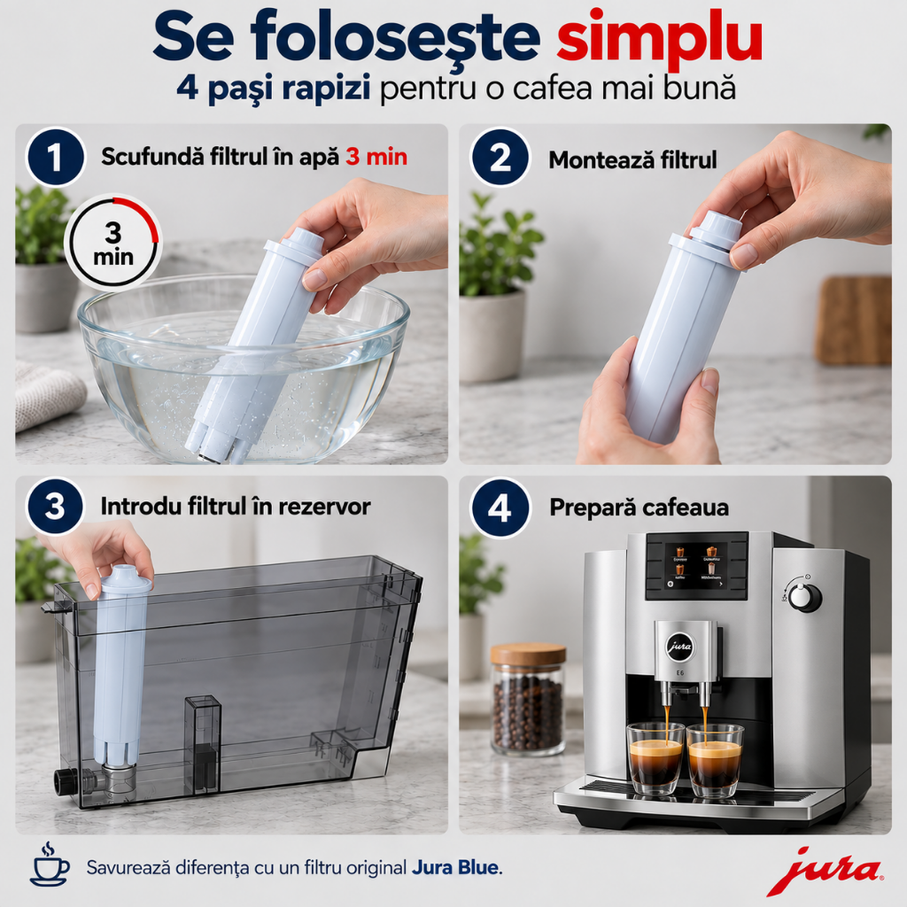 Filtru apa Coffix CF101 pentru espressoare Jura, compatibil Claris Blue - capacitate 60 L sau aproximativ 500 cafele, protectie anticalcar, utilizare pana la 2 luni