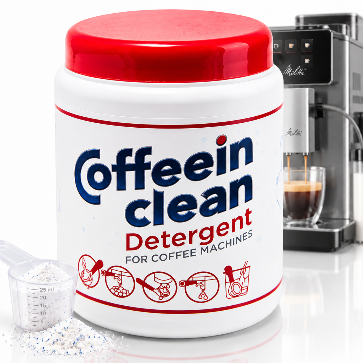 Coffeein Clean Detergent praf eliminare uleiuri cafea 900g universal DeLonghi Philips Saeco Bosch Siemens