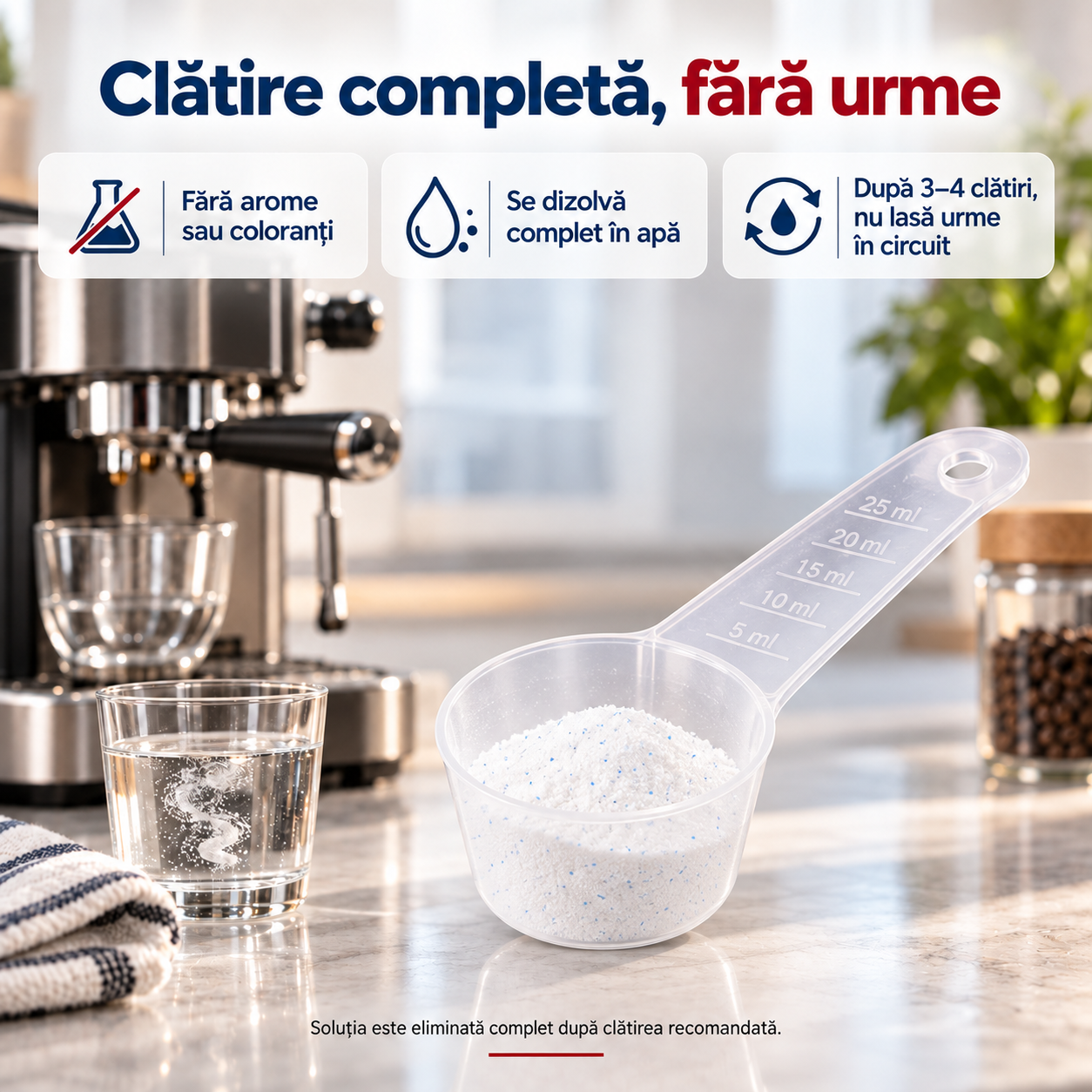 Coffeein Clean Detergent praf eliminare uleiuri cafea 900g universal DeLonghi Philips Saeco Bosch Siemens