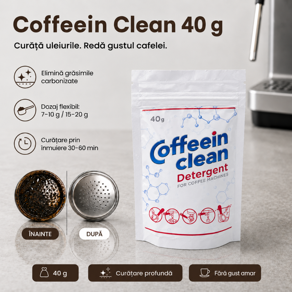 Set Întreținere DeLonghi Premium – Filtru CF106 + Decalcifiere Original + Praf Curățare Uleiuri | 3-în-1