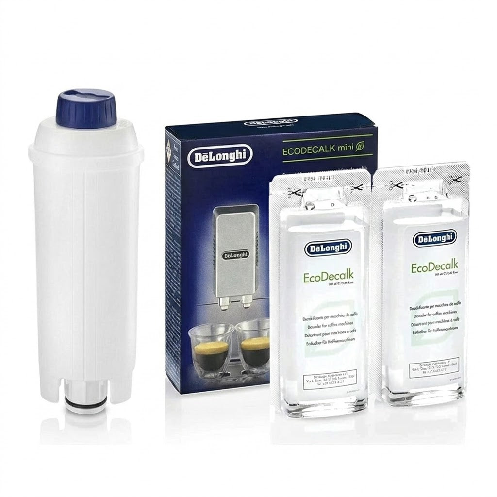 Set Întreținere DeLonghi – Filtru Apă CF106 Compatibil + Decalcifiere Original 2 Cicluri