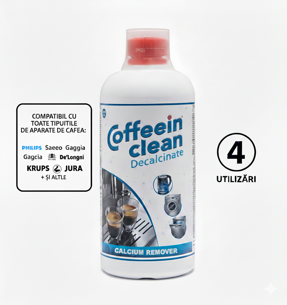 Solutie Decalcifiere Universala 500ml - 4 Cicluri | DeLonghi, Philips, Krups, Saeco, Jura