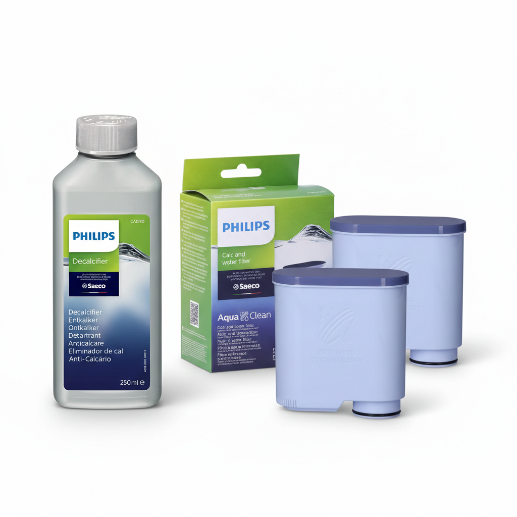 Set 2x Filtru AquaClean CA6903 + Decalcifiant Philips Saeco CA6700 – Îtntreținere Completă 6 Luni