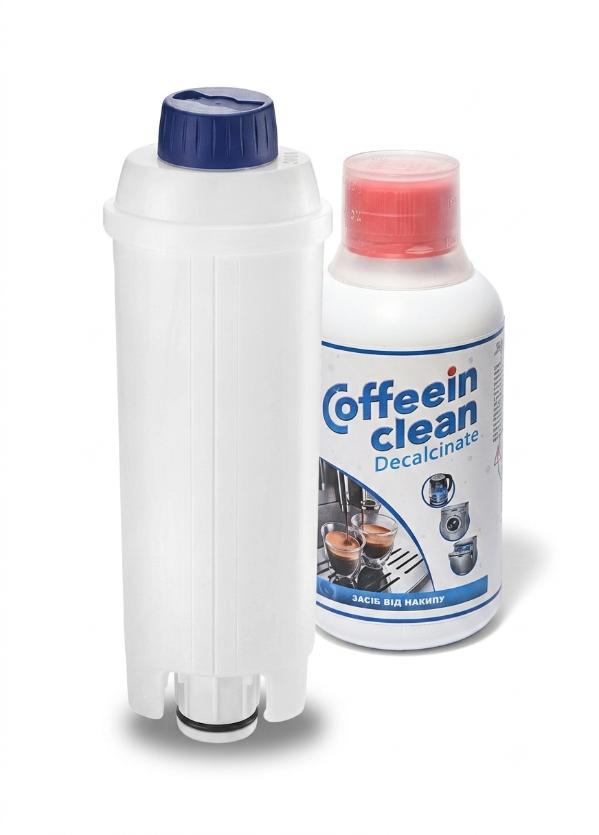 Set Întreținere DeLonghi – Filtru Apă CF106 Compatibil + Soluție Detartrare 2 Cicluri